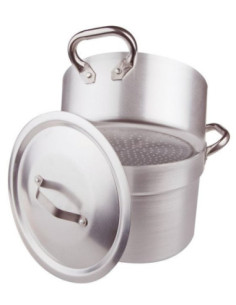 Cocedor de verduras de aluminio de 3 mm con cacerola y tapa, diámetro 40 cm